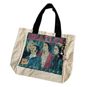 Via Penny Lane Reworked Apparel The Beatles Revolution Beige Canvas Tote Bag OS